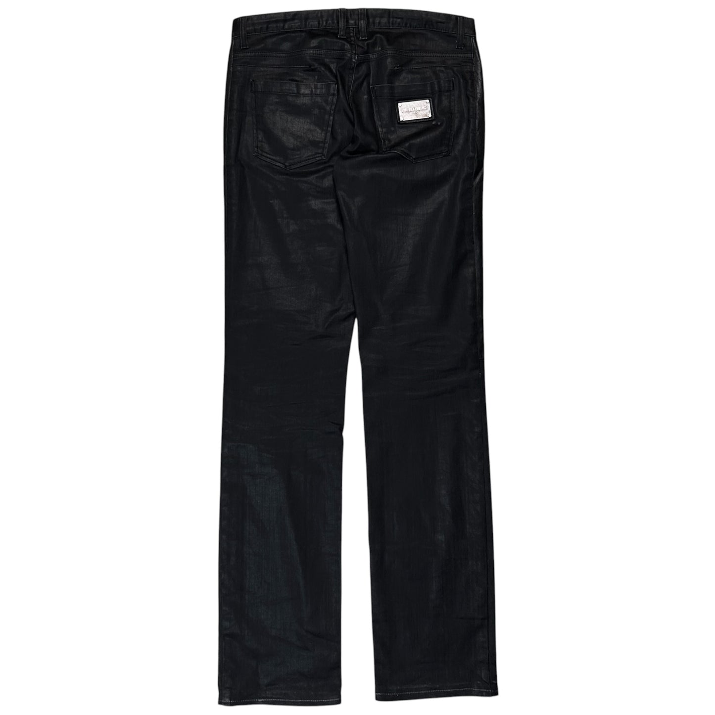 Dirk Bikkembergs Faux Leather Panel Waxed Jeans - SS12