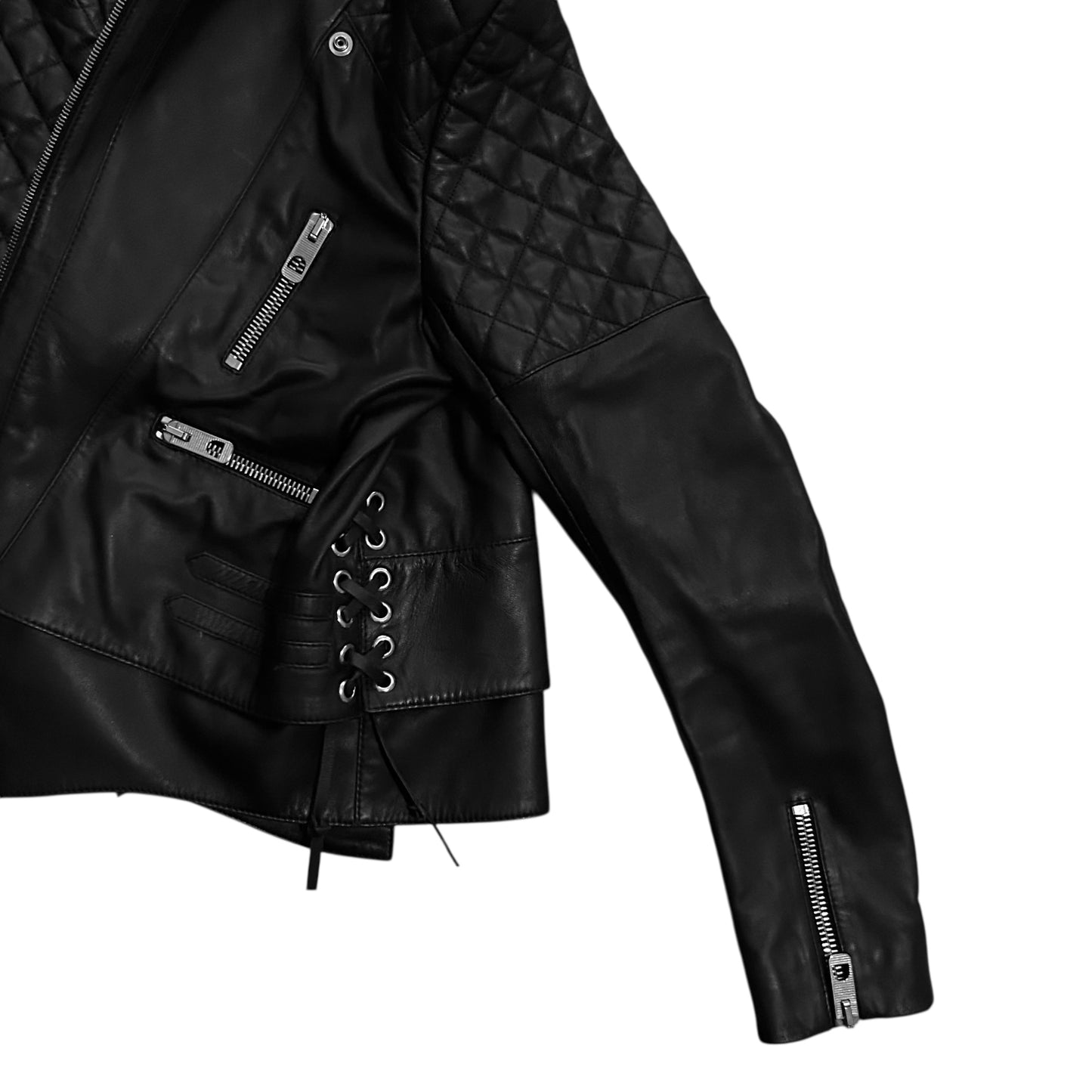 Balenciaga Quilted Bondage Lace Leather Jacket - AW12