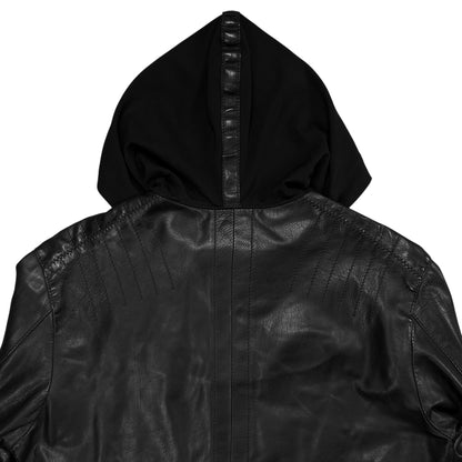 Dirk Bikkembergs Hooded Zip Bomber Leather Jacket