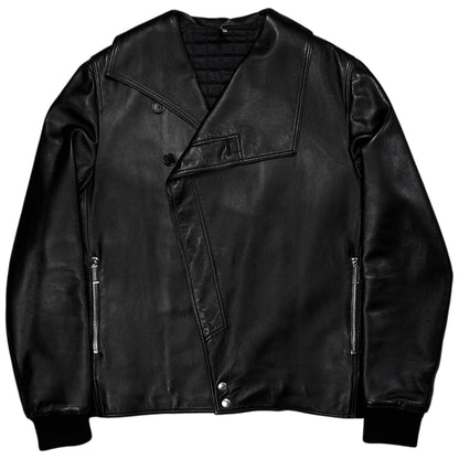 Dior Homme Asymmetric Drape Collar Leather Jacket - AW09