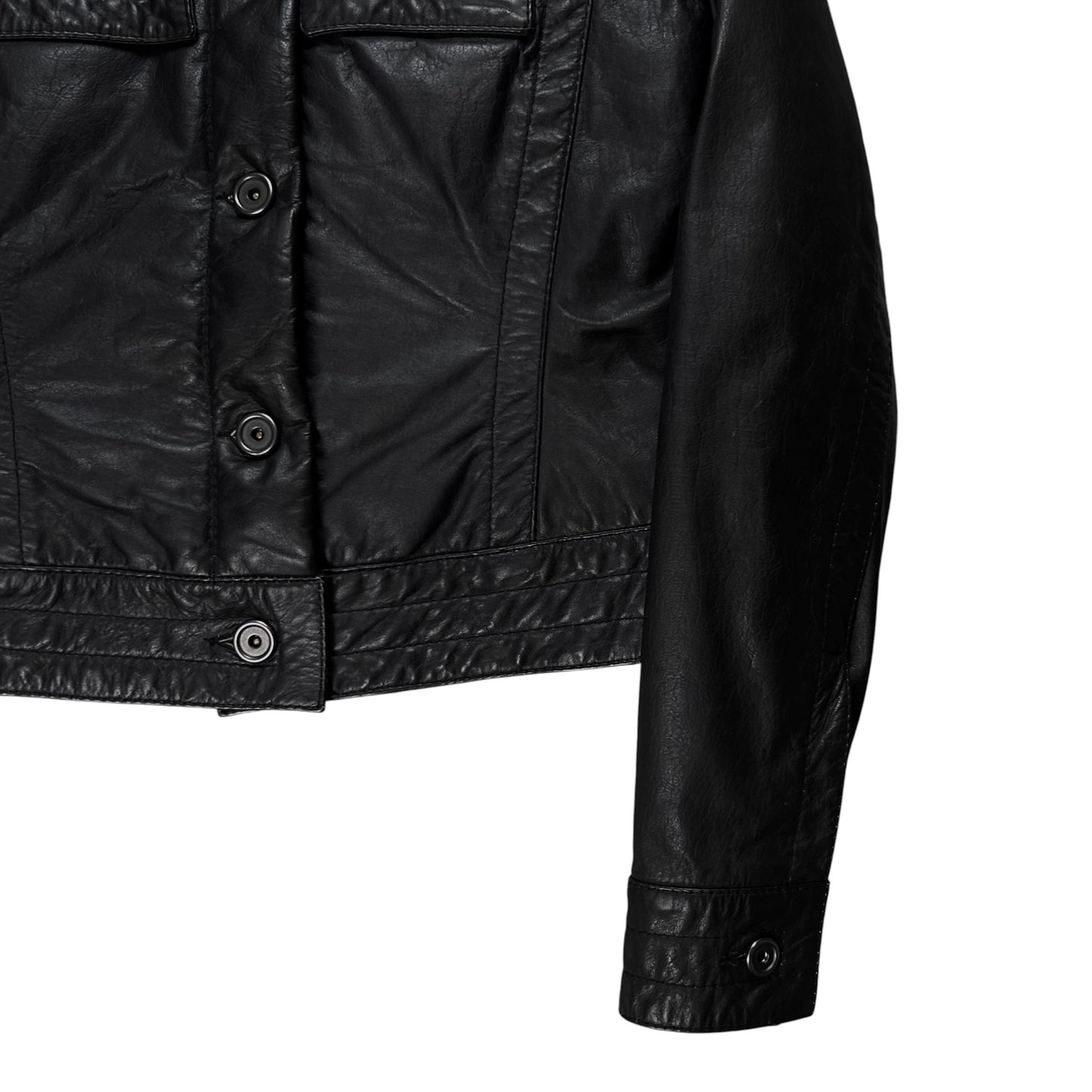 Dirk Bikkembergs Cropped Trucker Leather Jacket - 90s