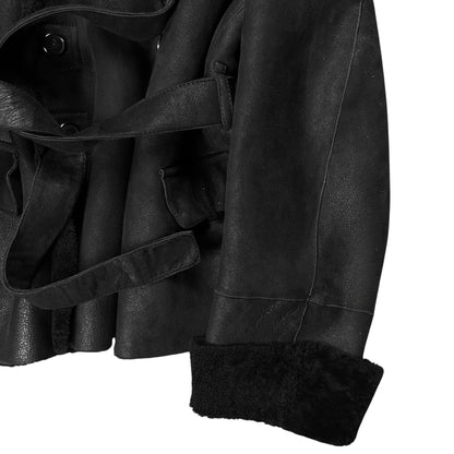 Ann Demeulemeester Double Breasted Belted Shearling Leather Jacket - AW19