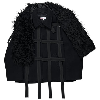 Walter Van Beirendonck Bondage Seatbelt Fur Scarf Jacket - AW19