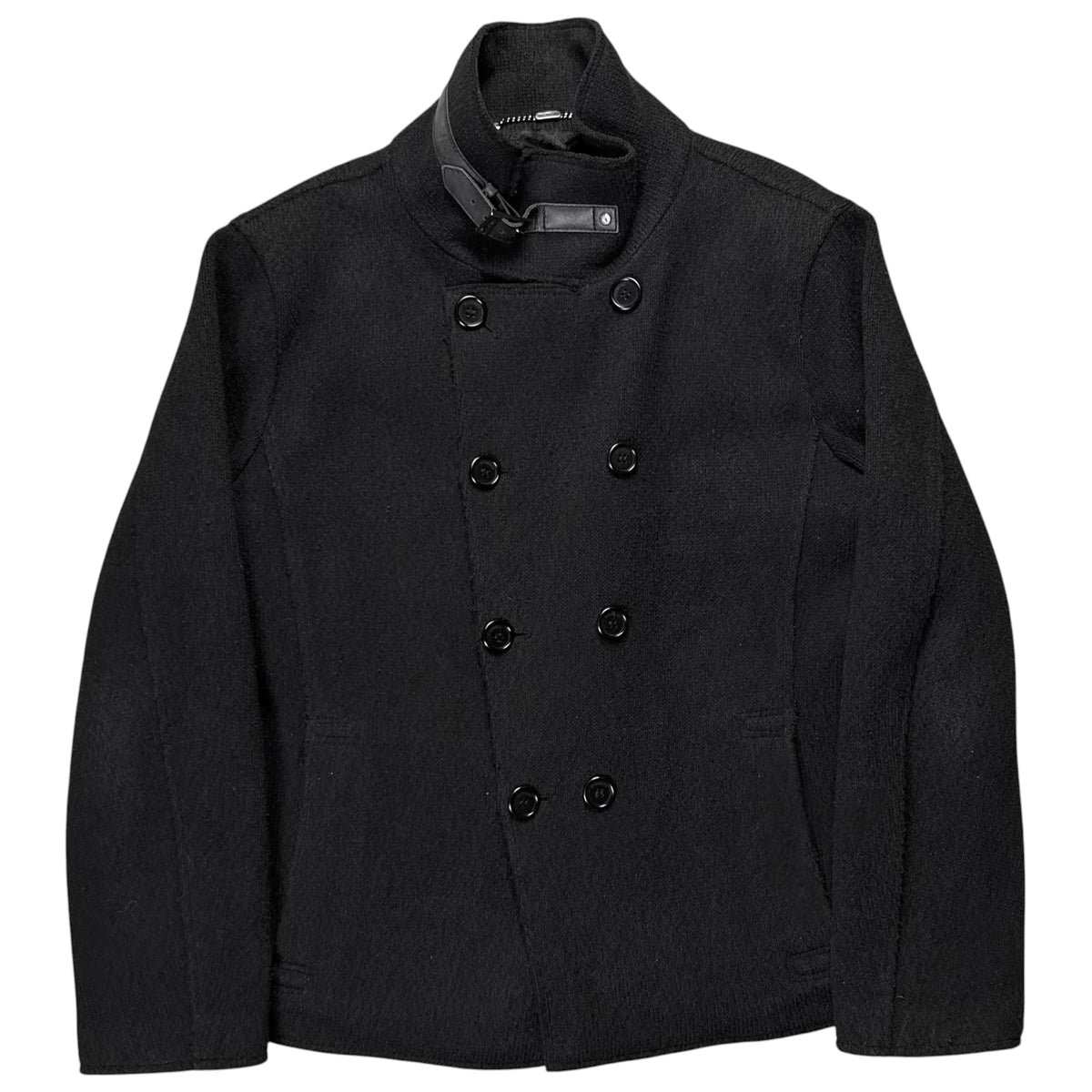 Dirk Bikkembergs Leather Collar Boiled Wool Jacket - AW05