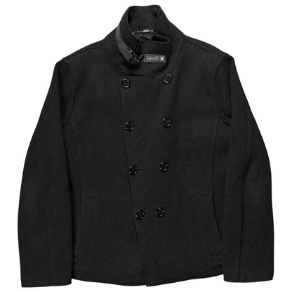 Dirk Bikkembergs Leather Collar Boiled Wool Jacket - AW05