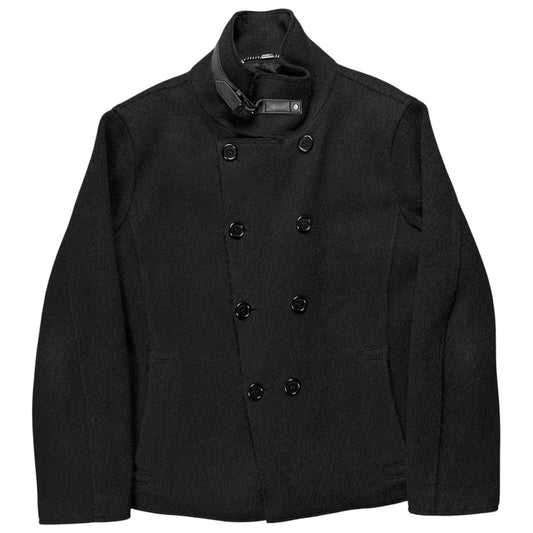 Dirk Bikkembergs Leather Collar Boiled Wool Jacket - AW05