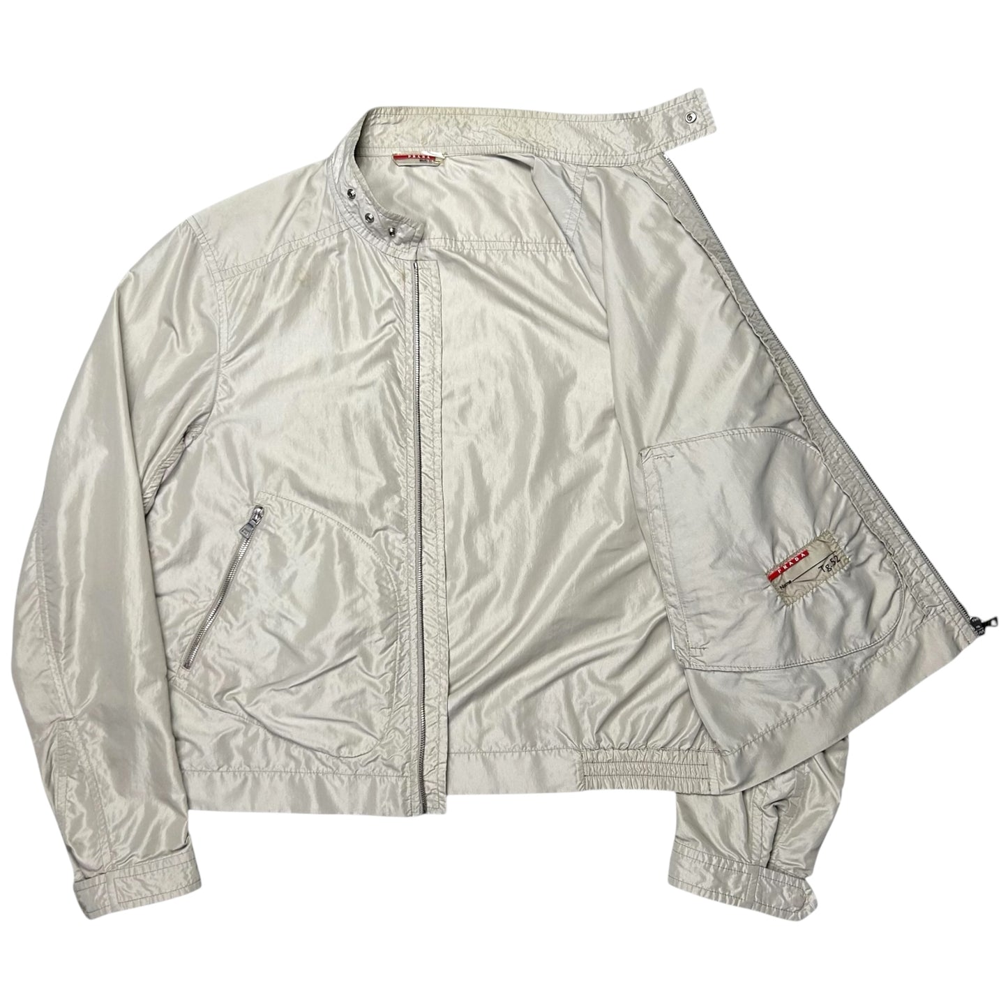 Prada Cropped Eyelet Zip Racer Jacket