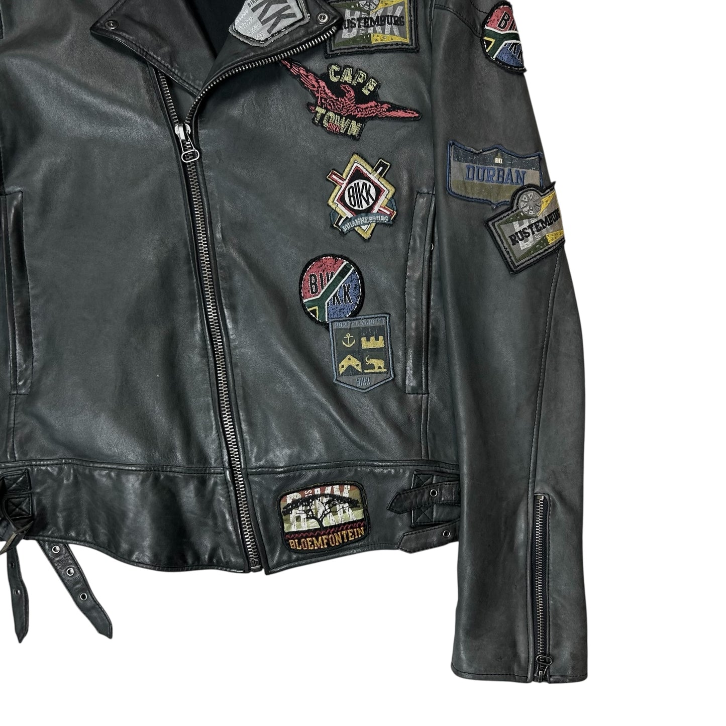 Dirk Bikkembergs Punk Patch Perfecto Sheep Leather Jacket