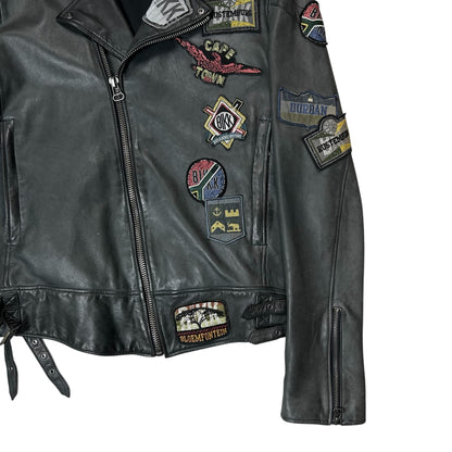 Dirk Bikkembergs Punk Patch Perfecto Sheep Leather Jacket