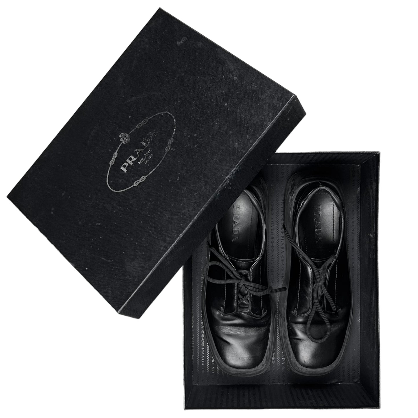 Prada Brushed Leather Plattform Derbies - AW20