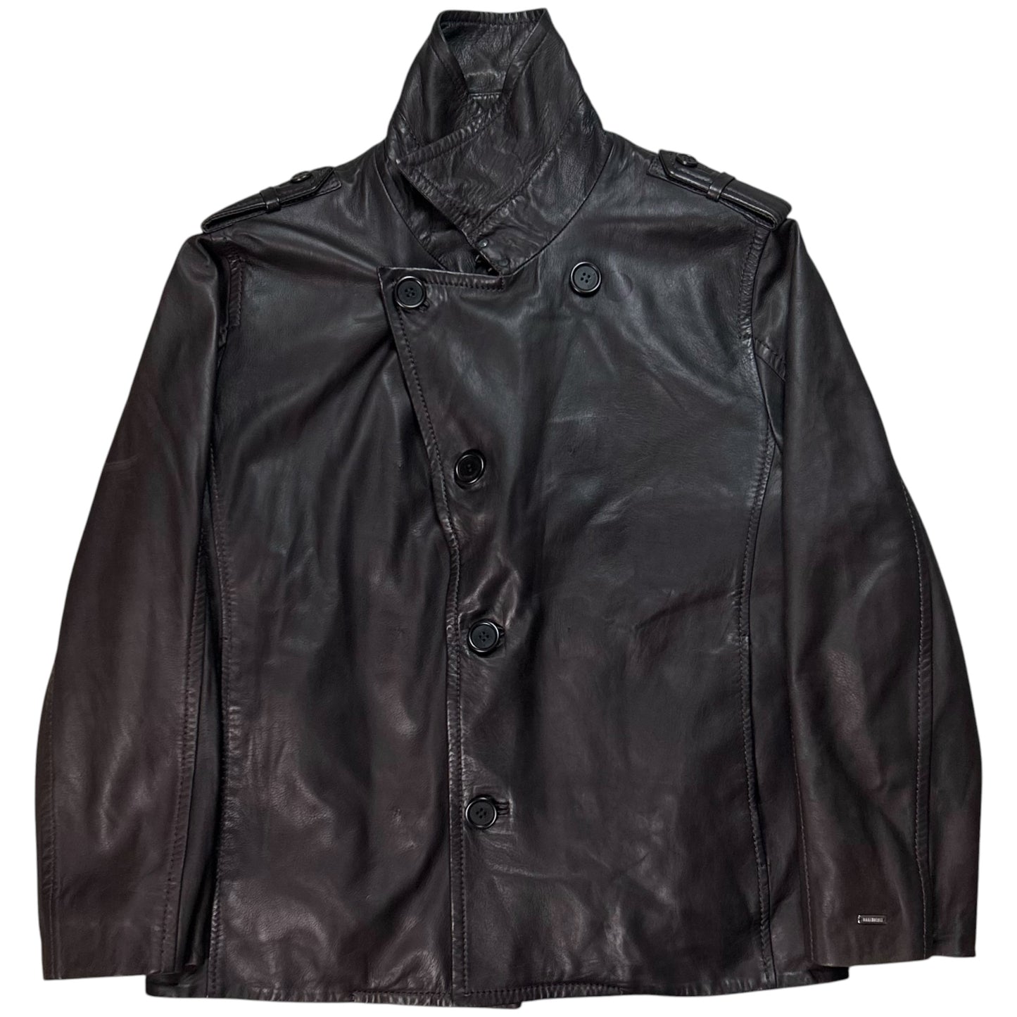 Dirk Bikkembergs Military Leather Peacoat - AW09