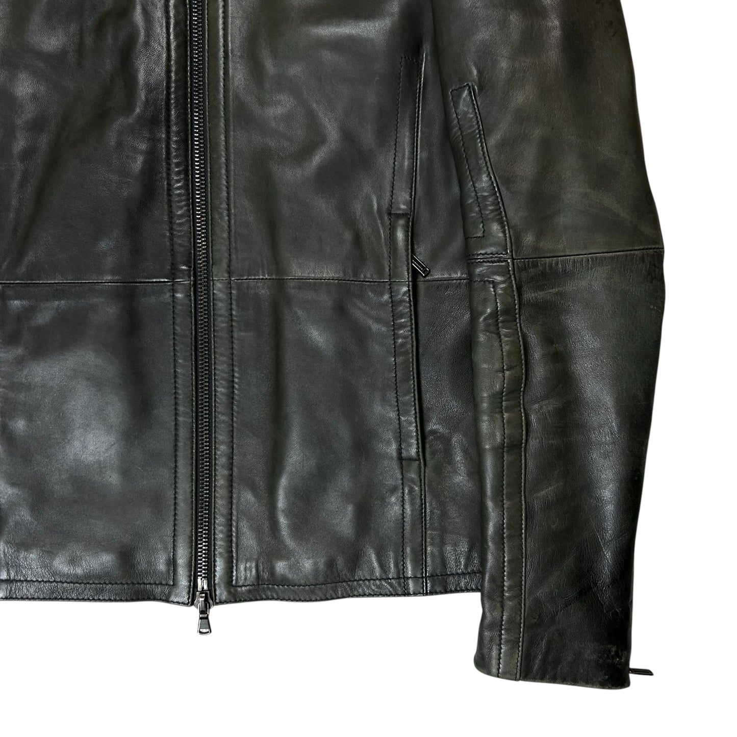 Dirk Bikkembergs Oil Dyed Leather Moto Jacket