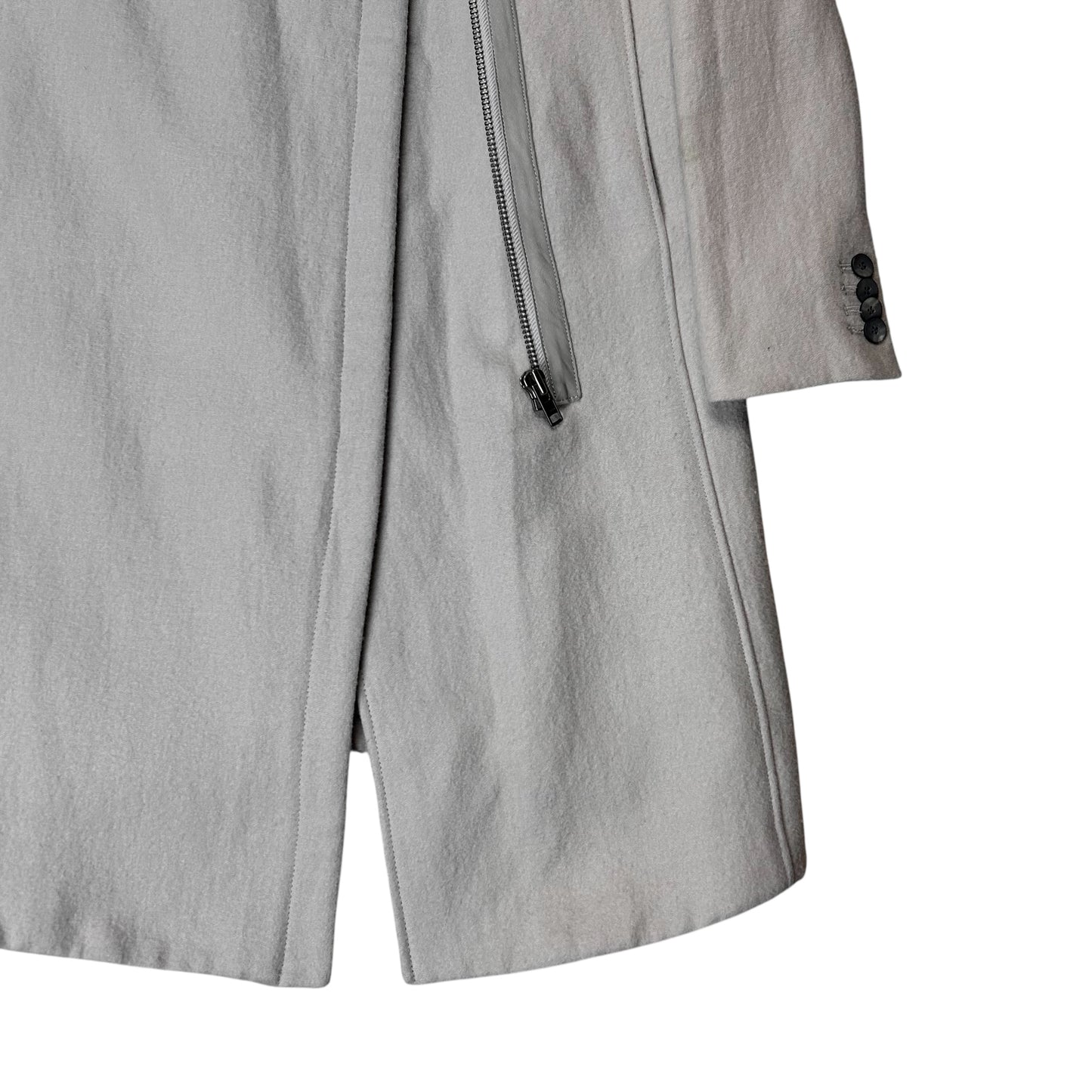 Helmut Lang Asymmetric Rabbit Fur Collar Coat - AW10