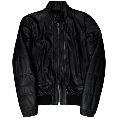 Dirk Bikkembergs Double Layered Zip Bomber Leather Jacket