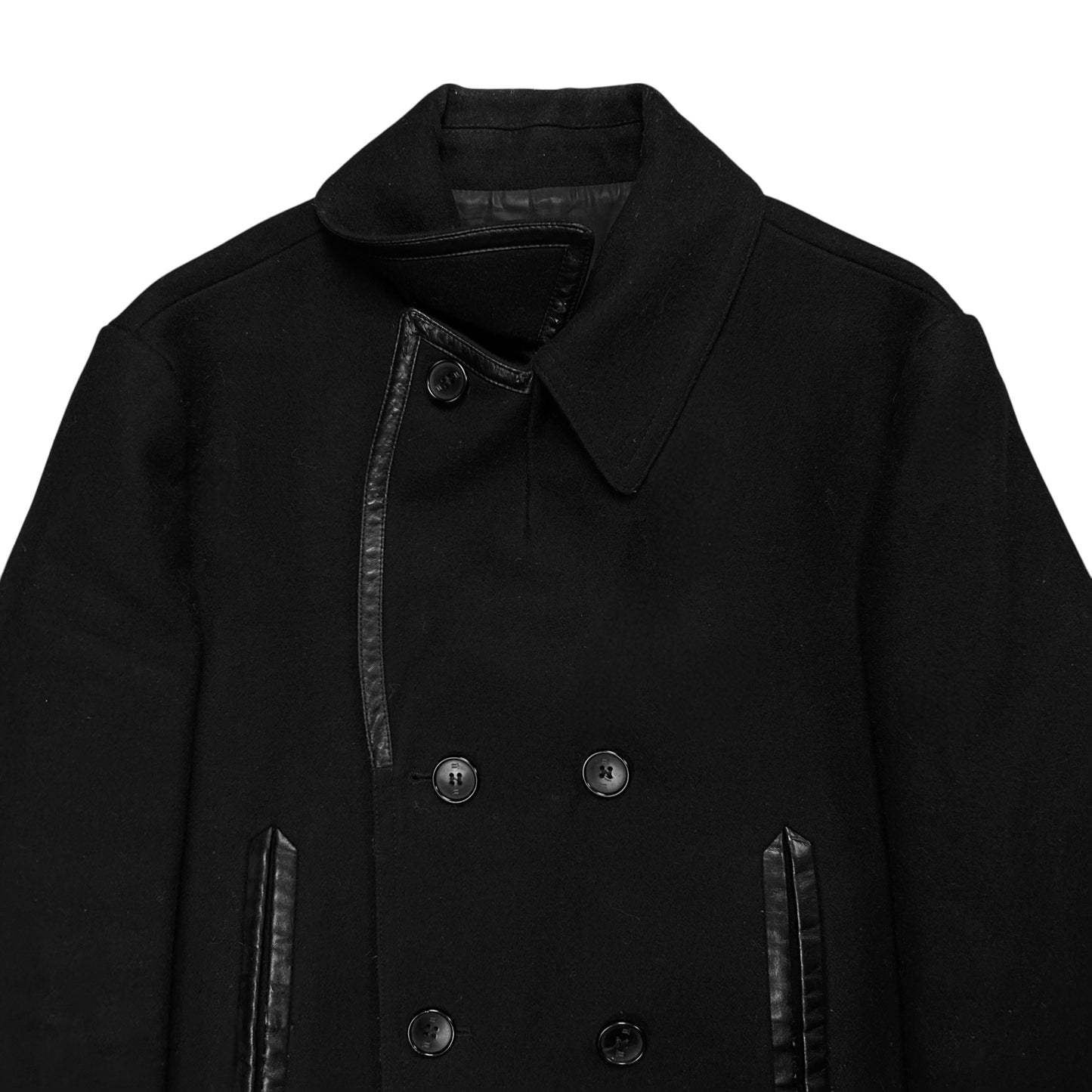 Balenciaga Leather Trimmed Caban Wool Jacket - AW15