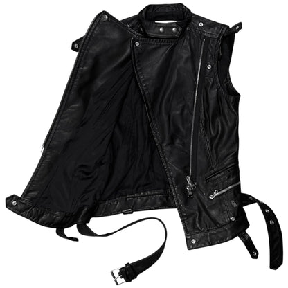 Balmain by Olivier Rousteing Belted Biker Leather Vest - SS12