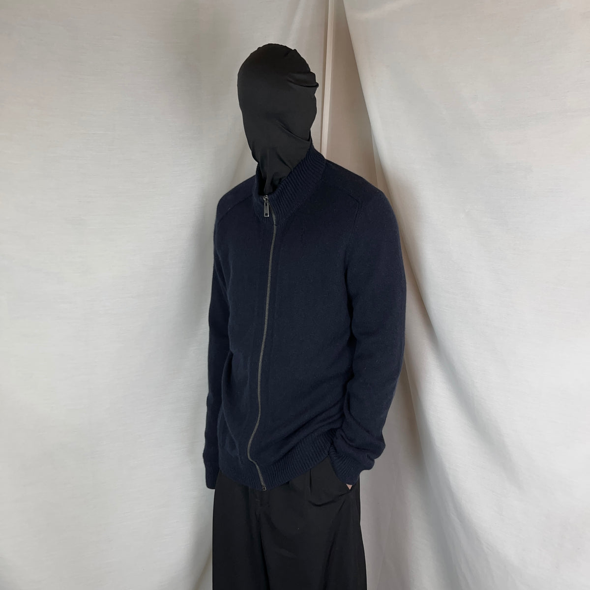 Prada Suede Patch Zip Cashmere Knit Sweater - AW14