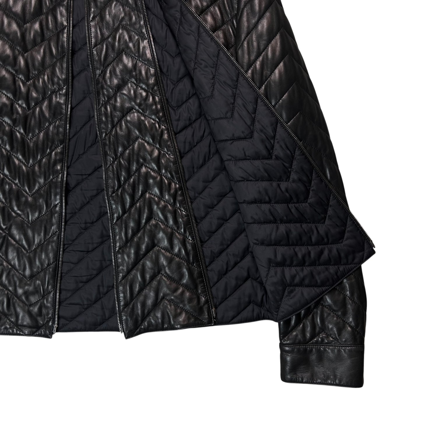 Jil Sander by Raf Simons Quilted Dual Zip Leather Jacket - AW07