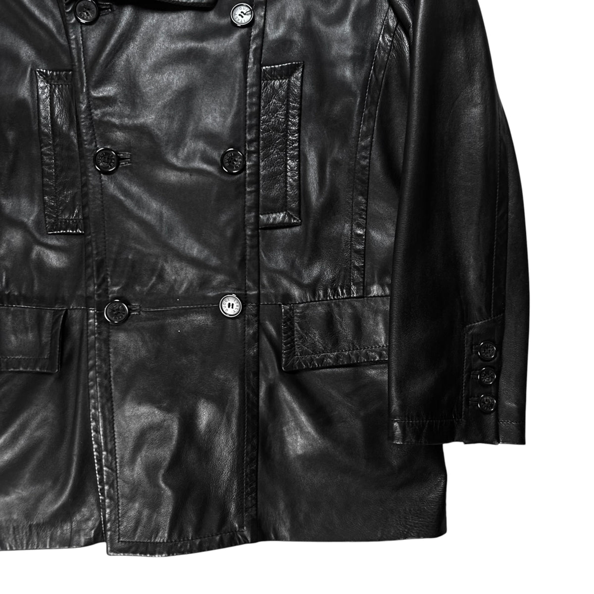 Gucci by Tom Ford Military Leather Peacoat - AW96