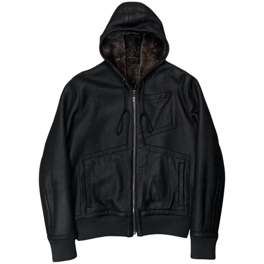 Dirk Bikkembergs Hooded Faux Fur Lined Leather Jacket - AW10