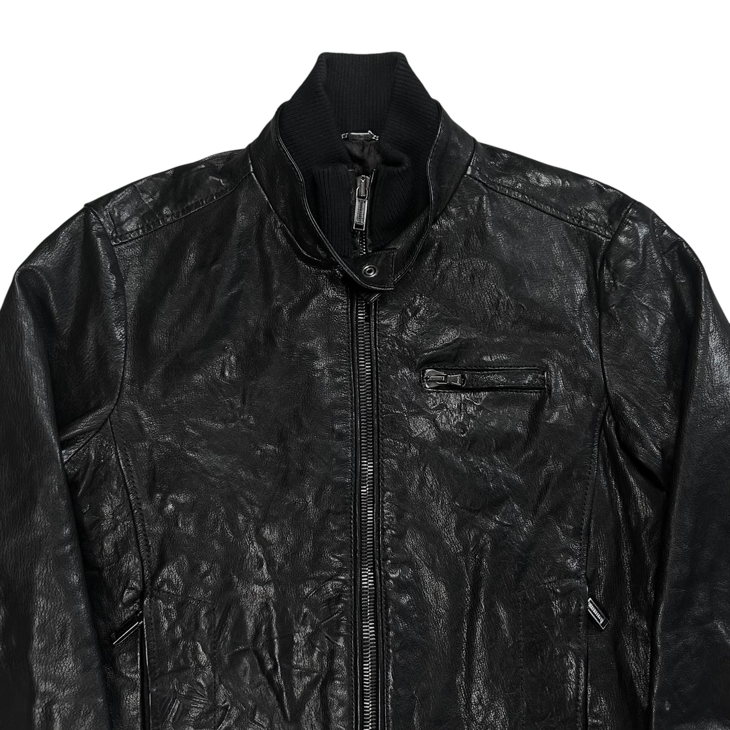 Dirk Bikkembergs Waxed Leather Bomber Jacket