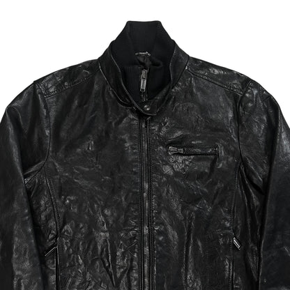 Dirk Bikkembergs Waxed Leather Bomber Jacket