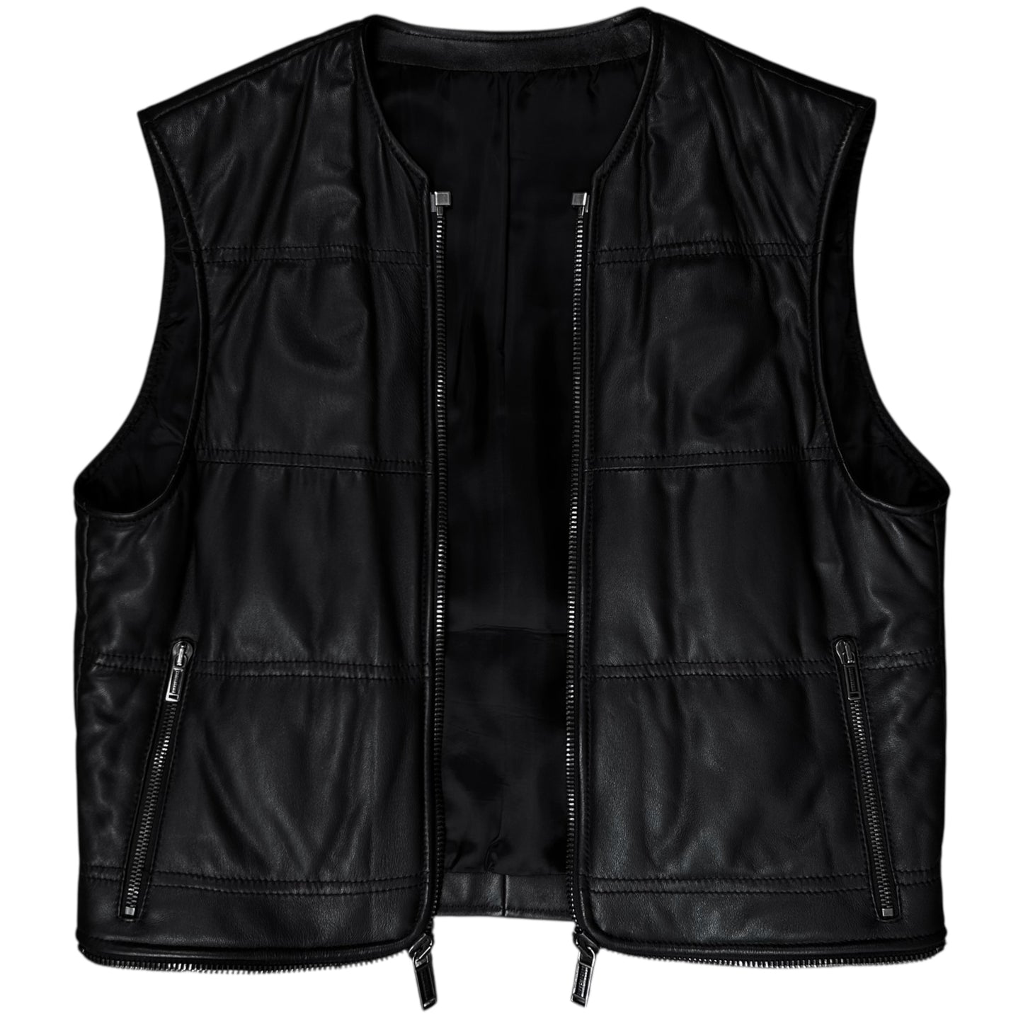 Dirk Bikkembergs Double Layered Zip Bomber Leather Jacket