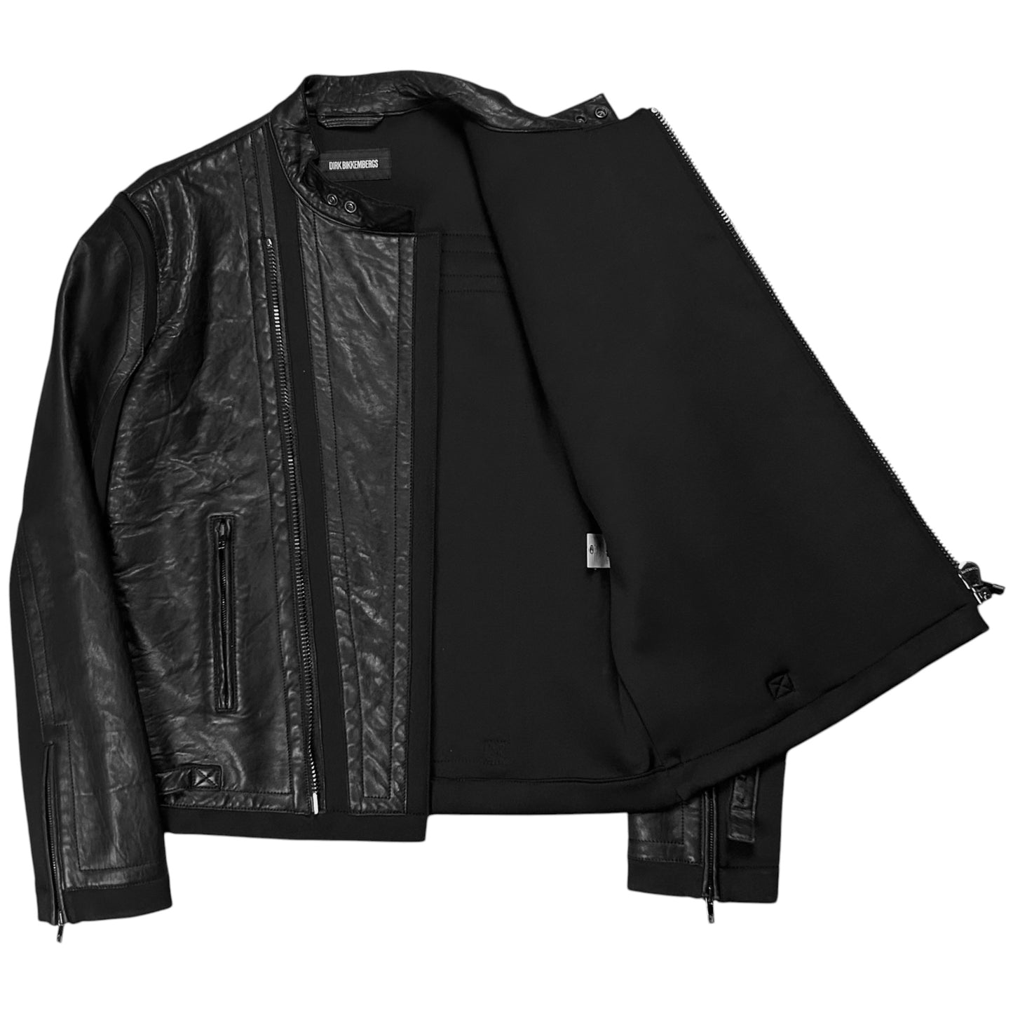 Dirk Bikkembergs Asymmetric Zip Moto Leather Jacket