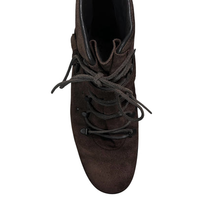 Gucci by Tom Ford Belted Hook Laced Suede Combat Boots