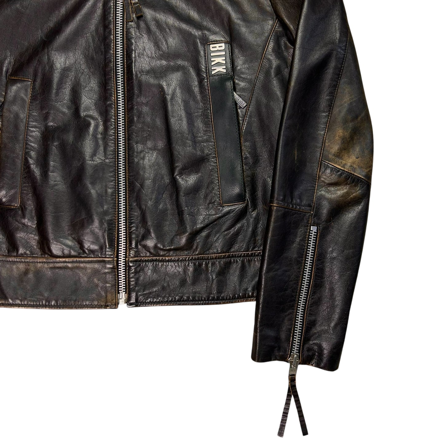 Dirk Bikkembergs Zip Racer Calf Leather Jacket