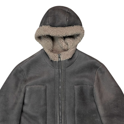 Rick Owens Hooded Shearling Leather Jacket - 2010s
