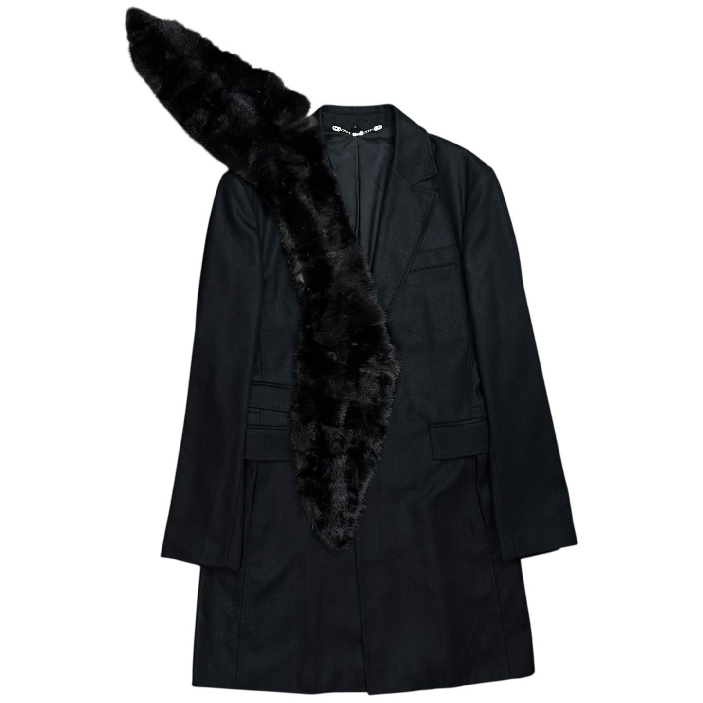 Dirk Bikkembergs Mink Fur Collar Wool Coat - AW08