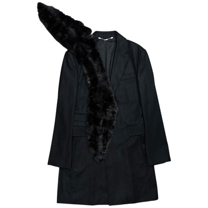 Dirk Bikkembergs Mink Fur Collar Wool Coat - AW08