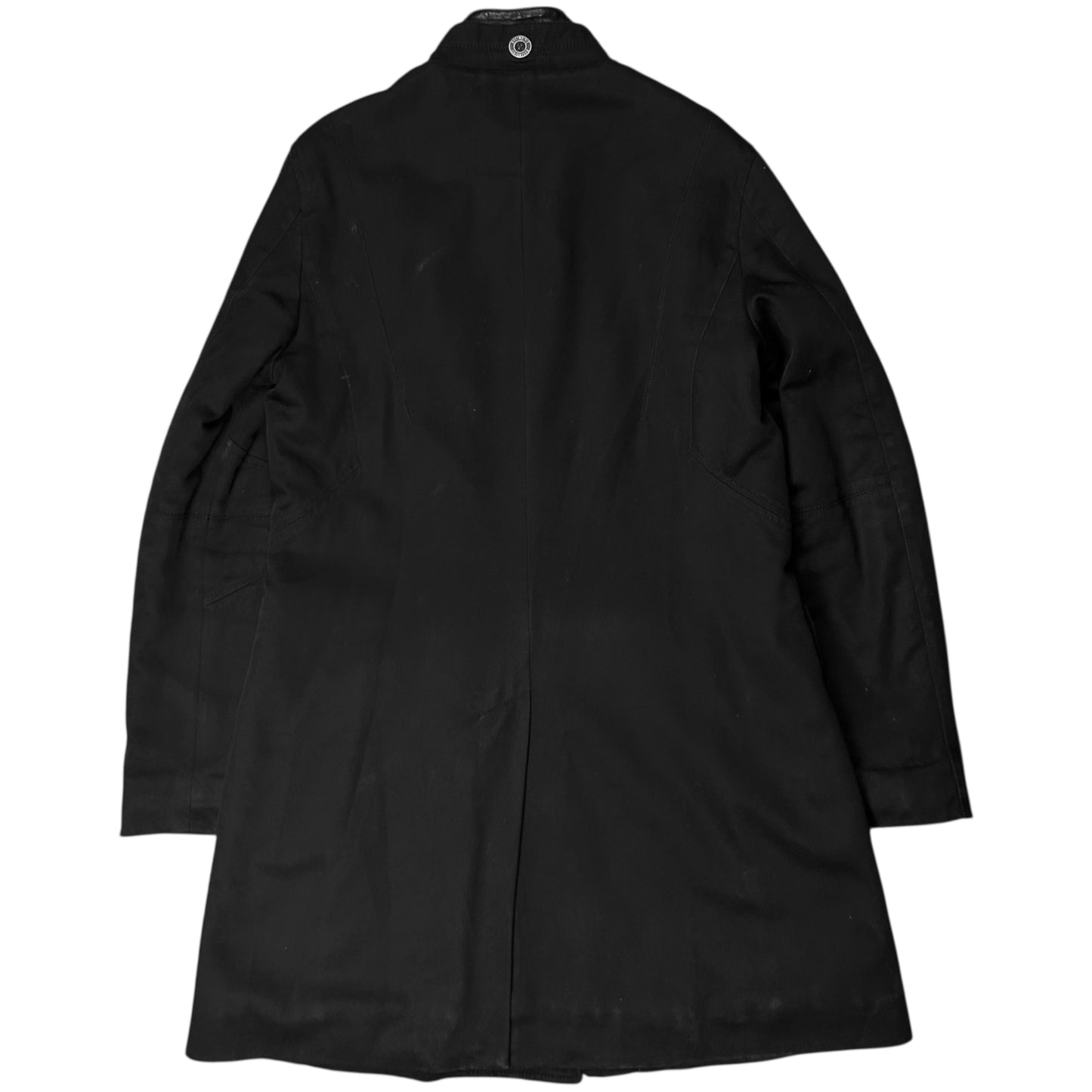 Dirk Bikkembergs Multi Button Double Leather Collar Car Coat - AW09