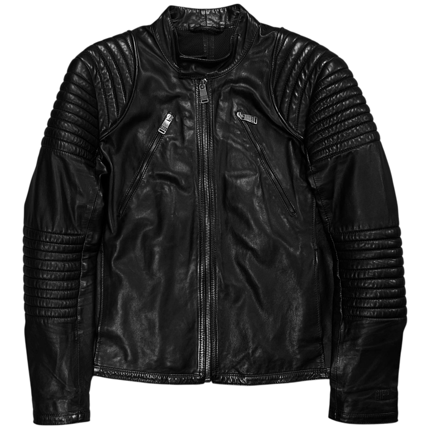 Dirk Bikkembergs Quilted Zip Leather Moto Jacket