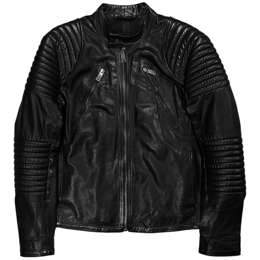 Dirk Bikkembergs Quilted Zip Leather Moto Jacket