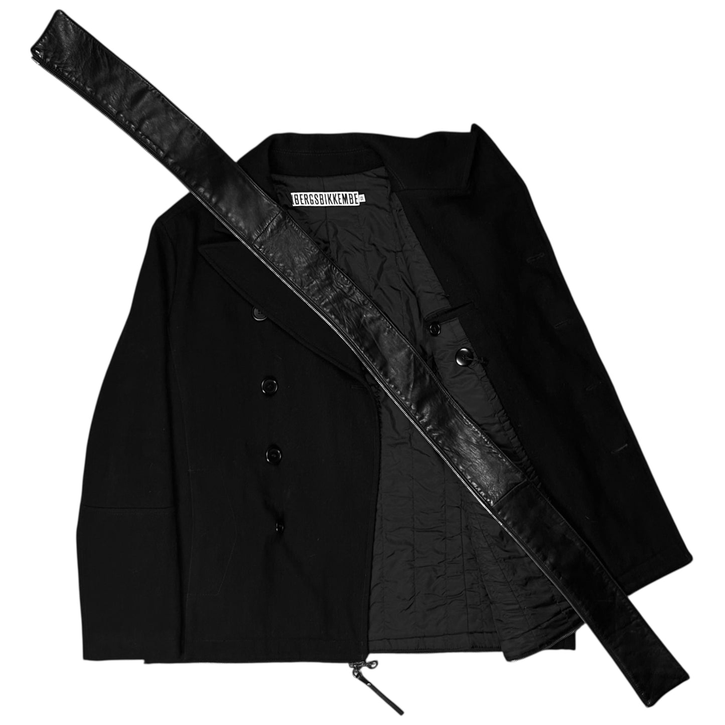 Dirk Bikkembergs Zip Leather Hem Peacoat - AW06