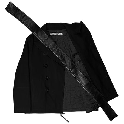 Dirk Bikkembergs Zip Leather Hem Peacoat - AW06