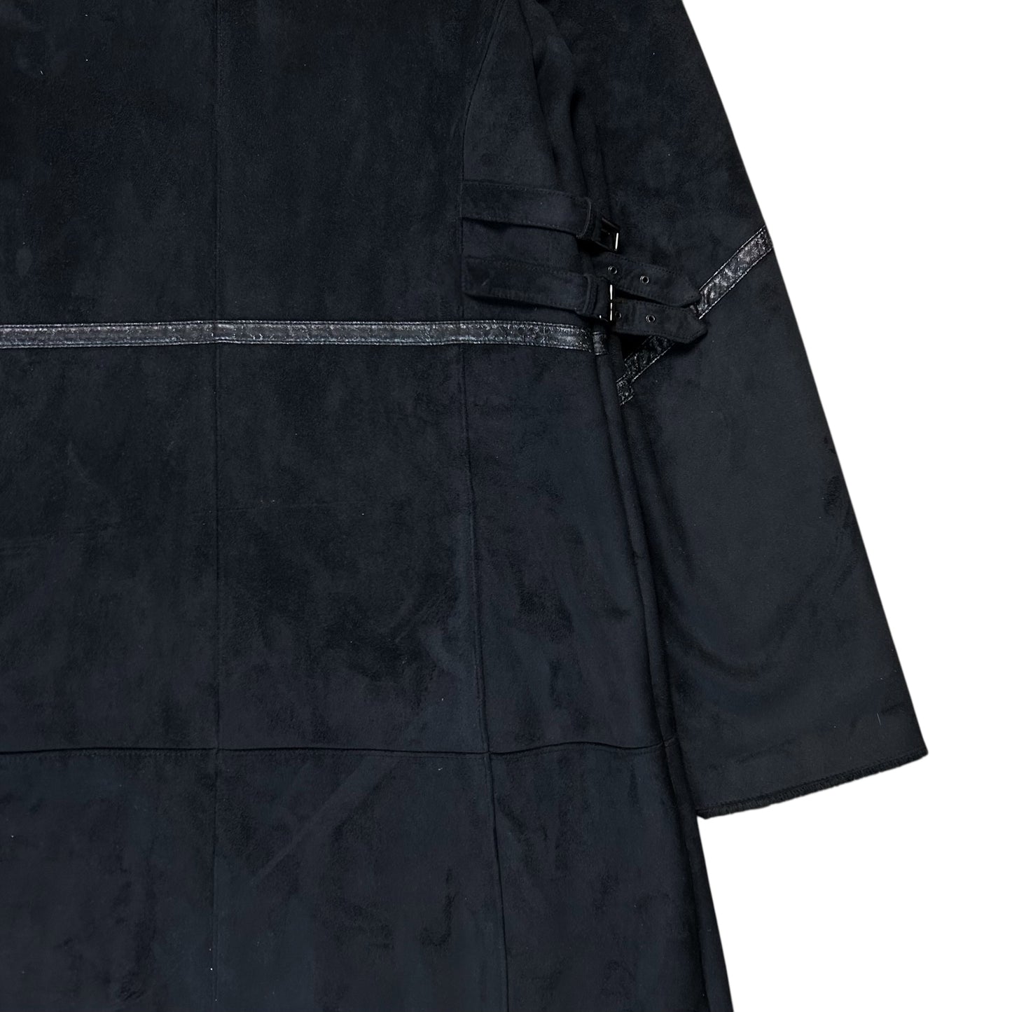 Balmain Multi Strap Faux Suede Coat - 90s