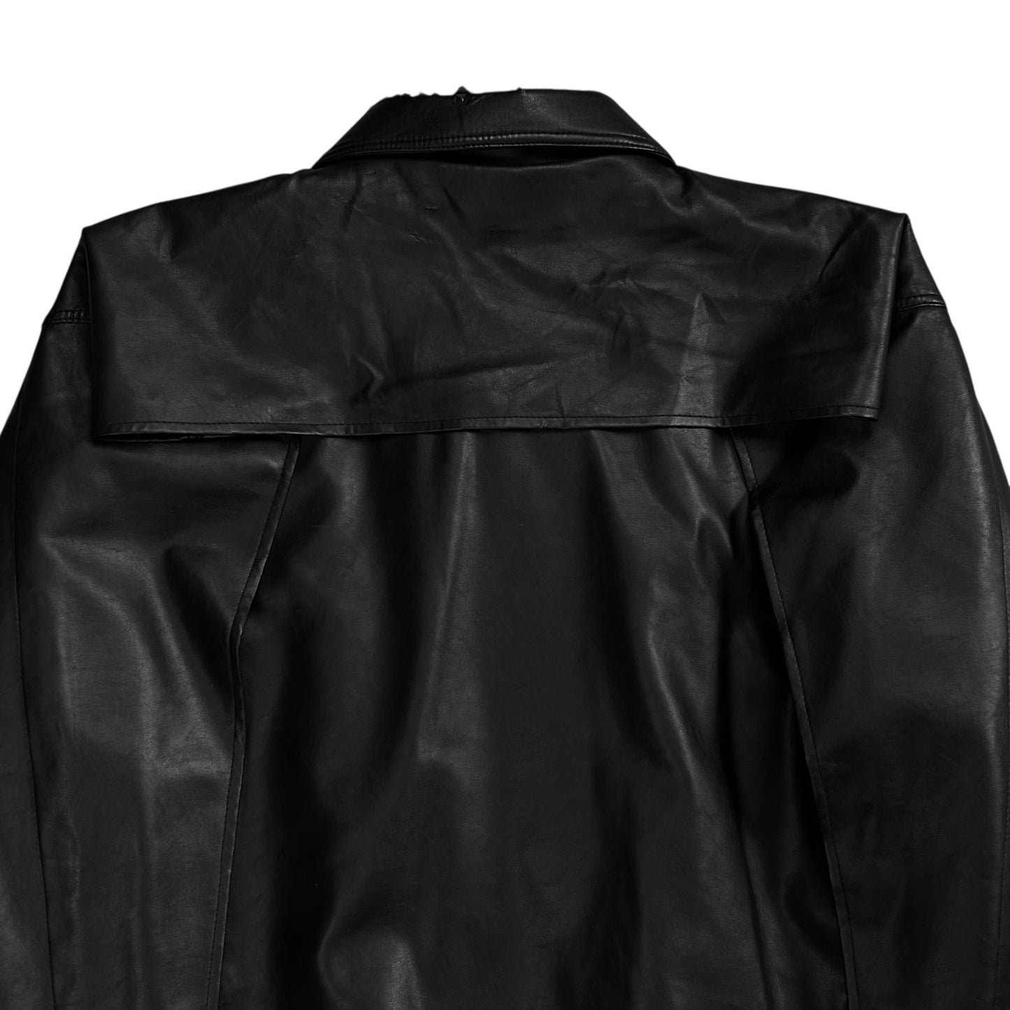 Y/Project Distorted Shoulder Fireman Buckle Faux Leather Jacket - AW20