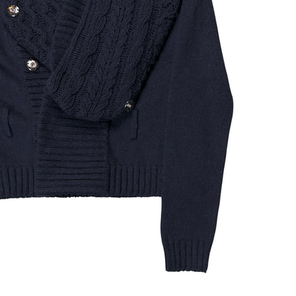 Balenciaga Distorted Cable Knit Snap Shawl Cardigan - AW07