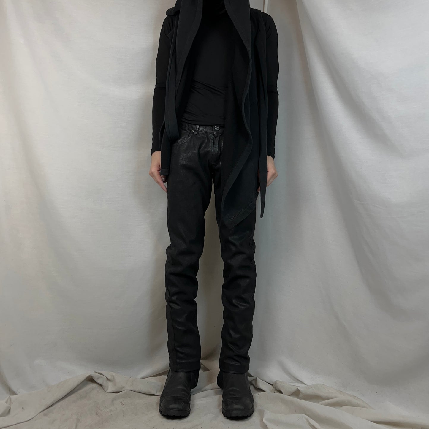 Dirk Bikkembergs Waxed Metal Patch Jeans - AW08