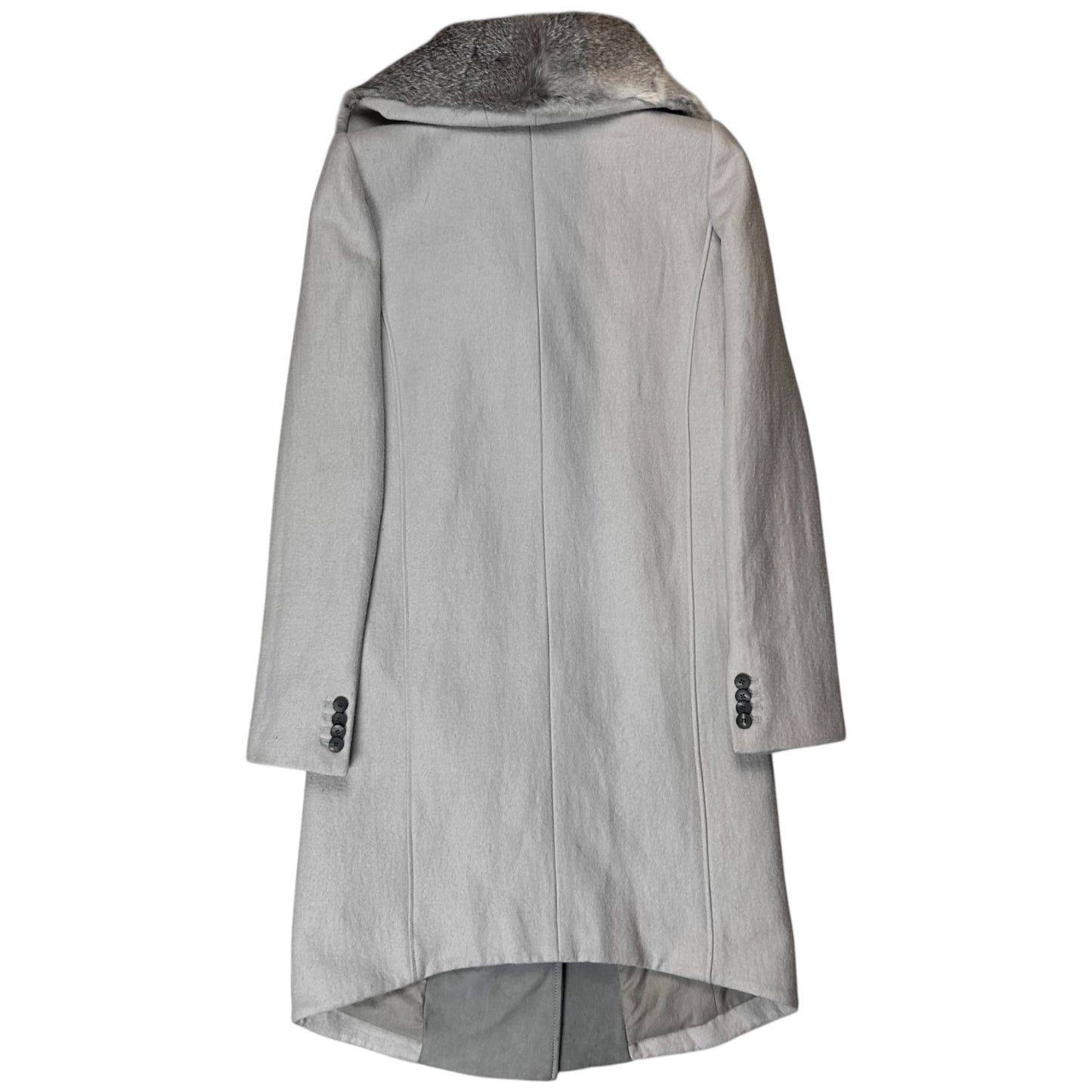 Helmut Lang Asymmetric Rabbit Fur Collar Coat - AW10