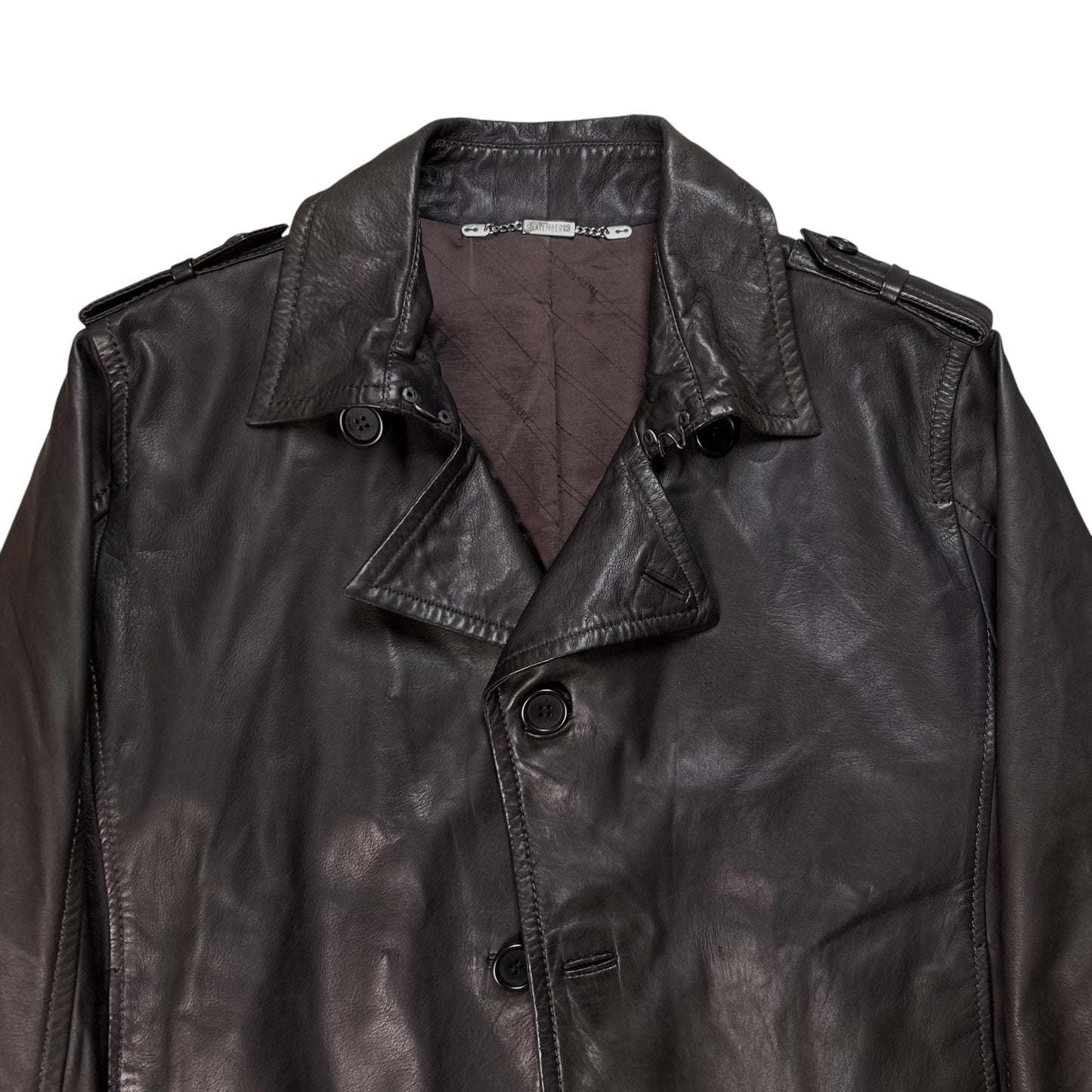 Dirk Bikkembergs Military Leather Peacoat - AW09