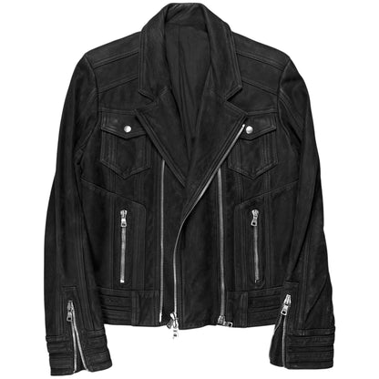 Balmain by Olivier Rousteing Multi Zip Suede Biker Jacket - SS18