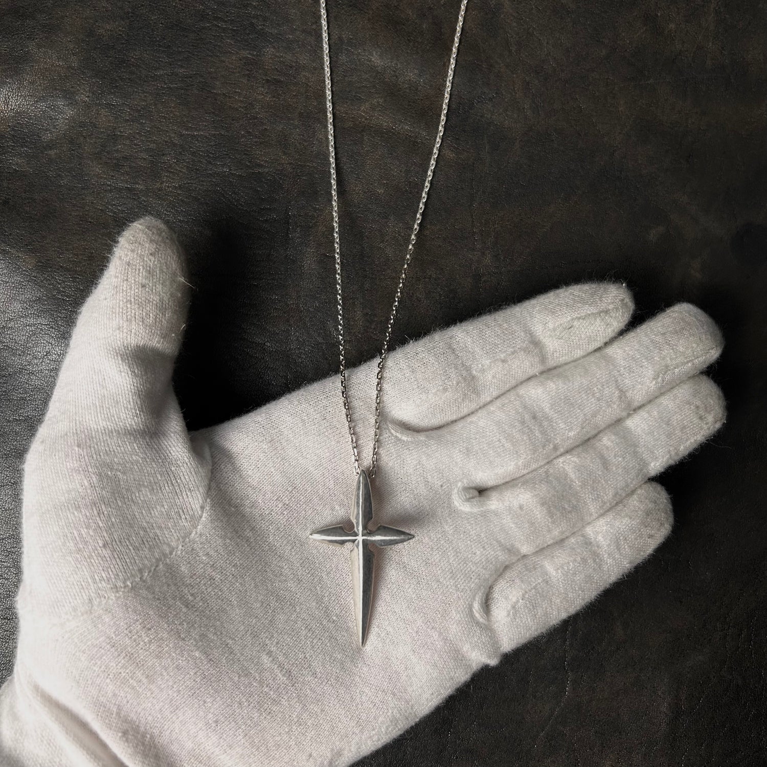 Concave cross best sale pendant