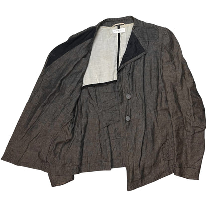 Dries Van Noten Contrast Fold Neck Linen Jacket - SS04