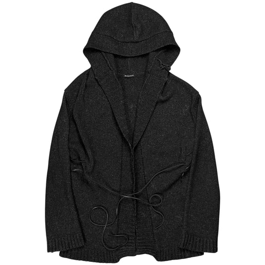 Ann Demeulemeester Hooded Leather String Cardigan - AW02