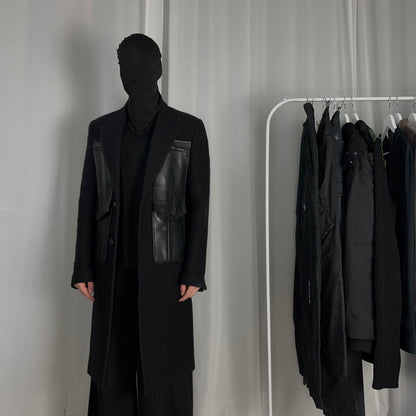 Maison Martin Margiela Sartorial Leather Pocket Patch Wool Coat - AW15