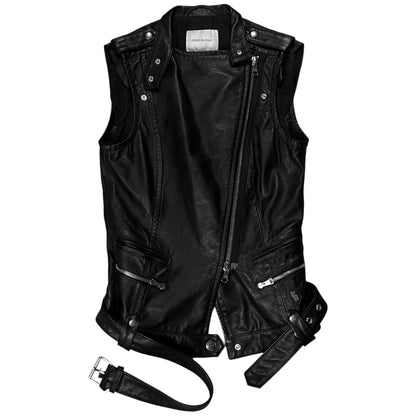 Balmain by Olivier Rousteing Belted Biker Leather Vest - SS12